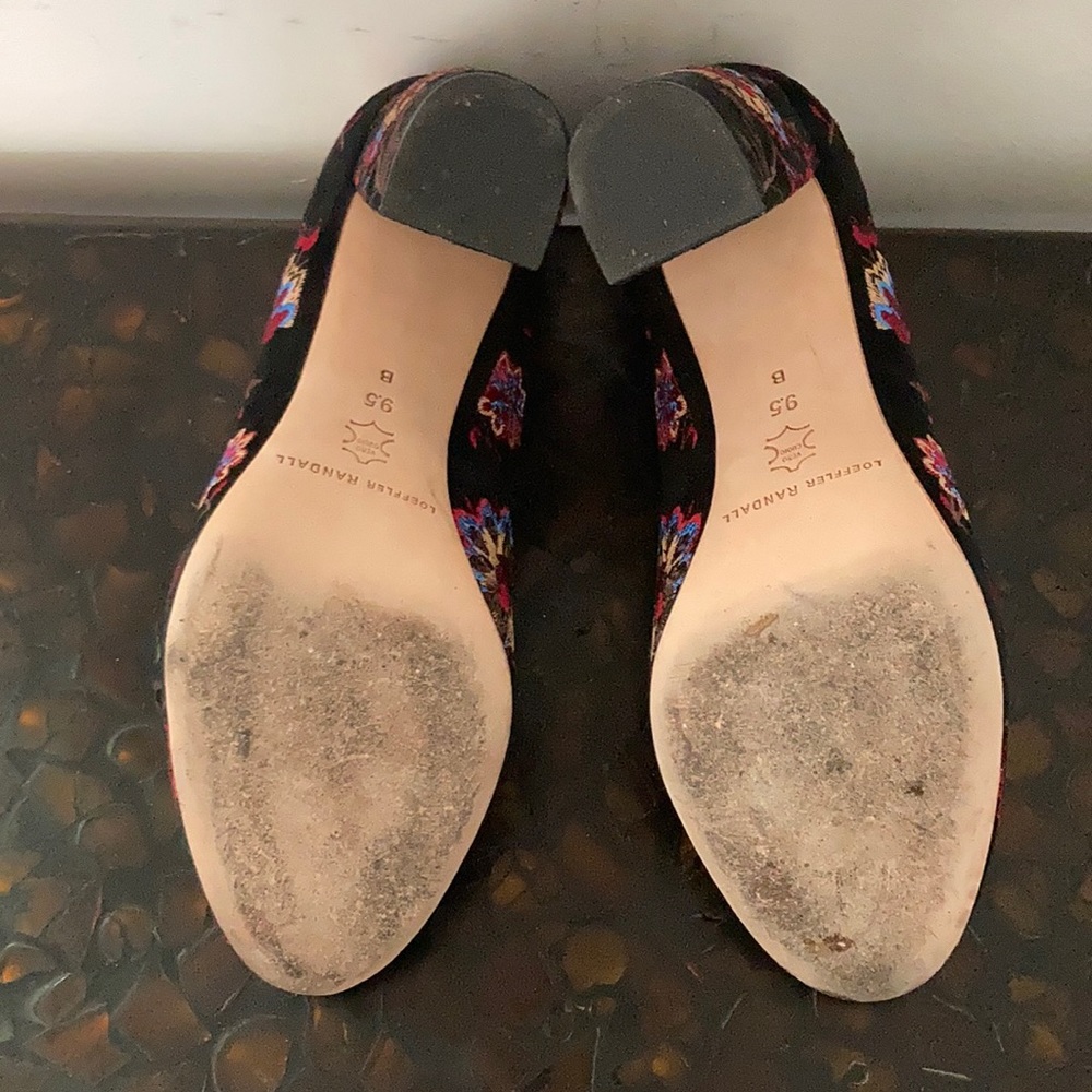 LOEFFLER RANDALL SYDNEE Black Suede Pumps, 9.5 embroidered uppers, Luxury brand! - Picture 6 of 7